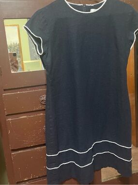 Navy Shift linen  with White Trim